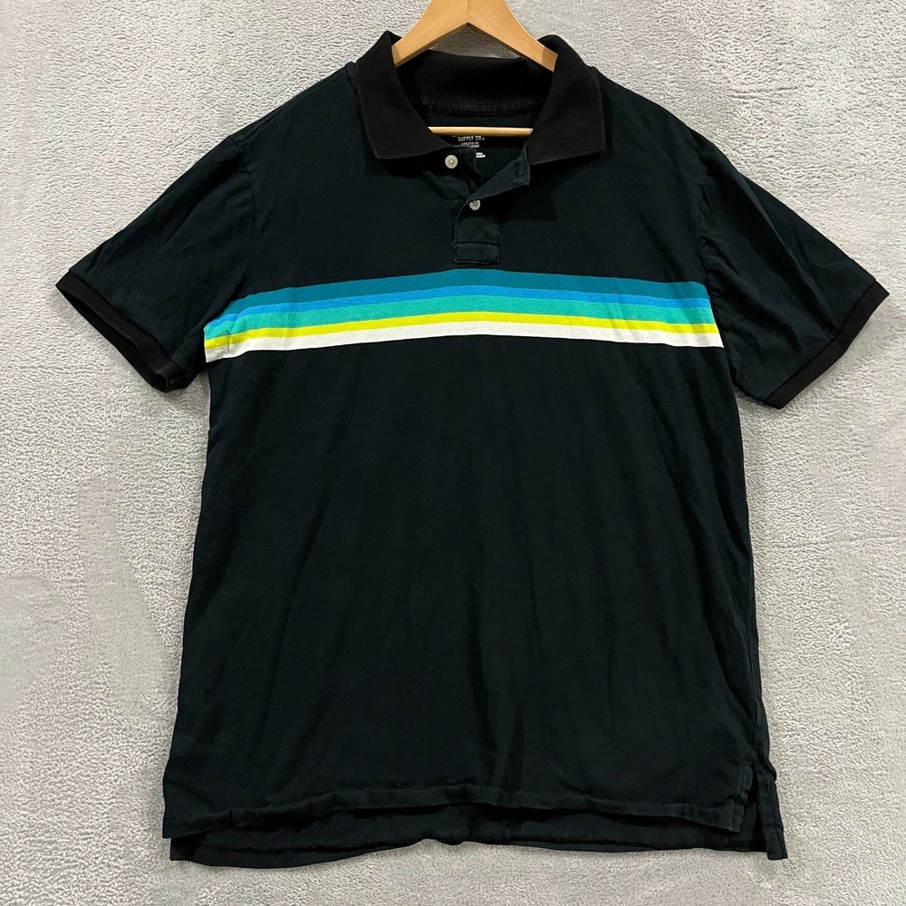 Mossimo Polo Shirt Mens XL Multicolor Striped Cotton Athletic Fit Resort Wear